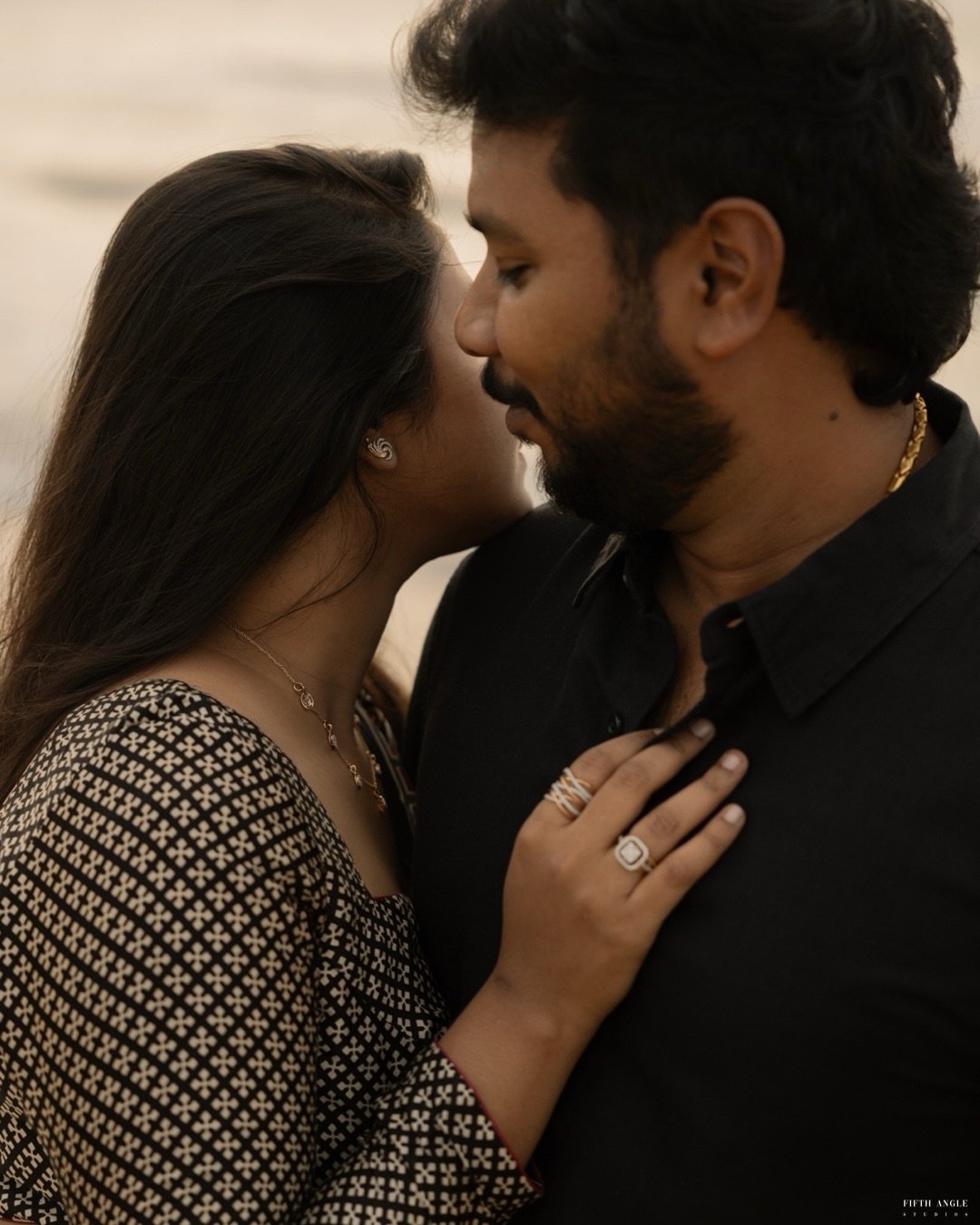 A warm candid moment between two people at home